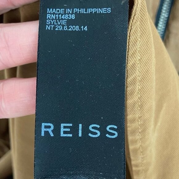 Reiss Zipper Shirt Dress Brown Long Sleeve Sylvie Size 4 Midi Brown Utility Boho - Picture 9 of 14